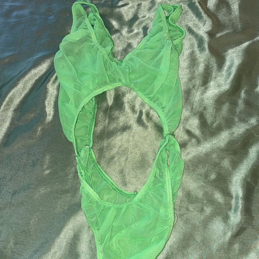 NEON green cut out bodysuit